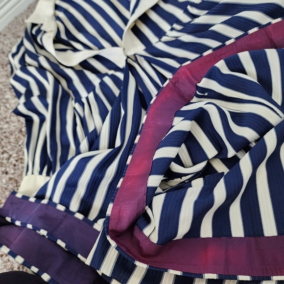 PECK & PECK x 60's preppy striped nautical shorts romper jumpsuit navy white - Picture 8 of 11